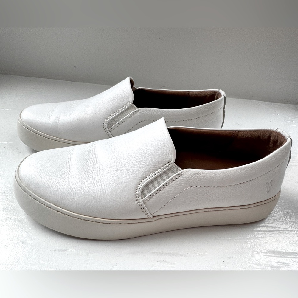 Frye Lena Slip-On White Leather Loafers